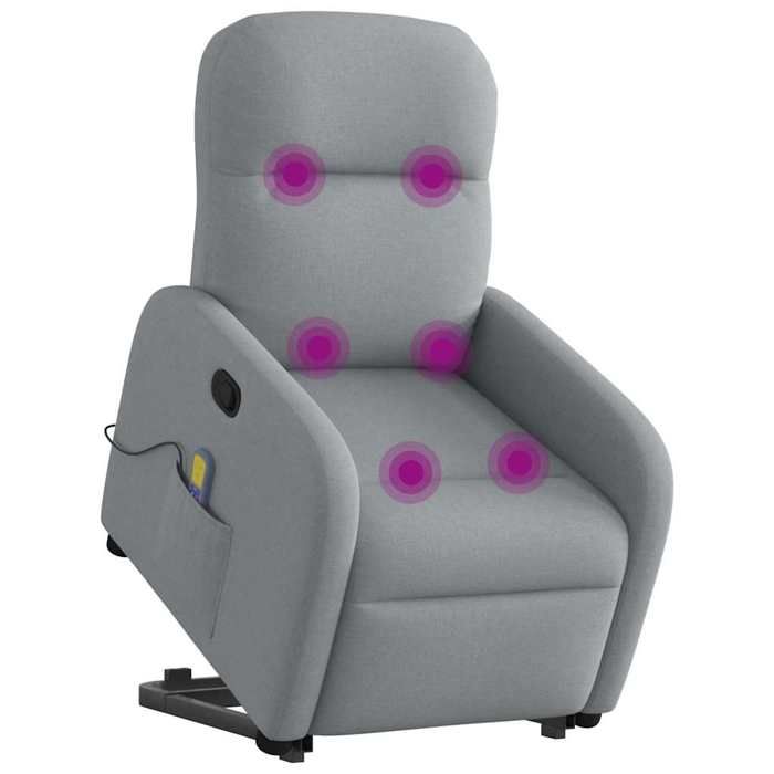 VidaXL Fauteuil de massage inclinable Gris clair Tissu, fauteuil inclinable élévateur, fauteuil inclinable pour personnes 3302982