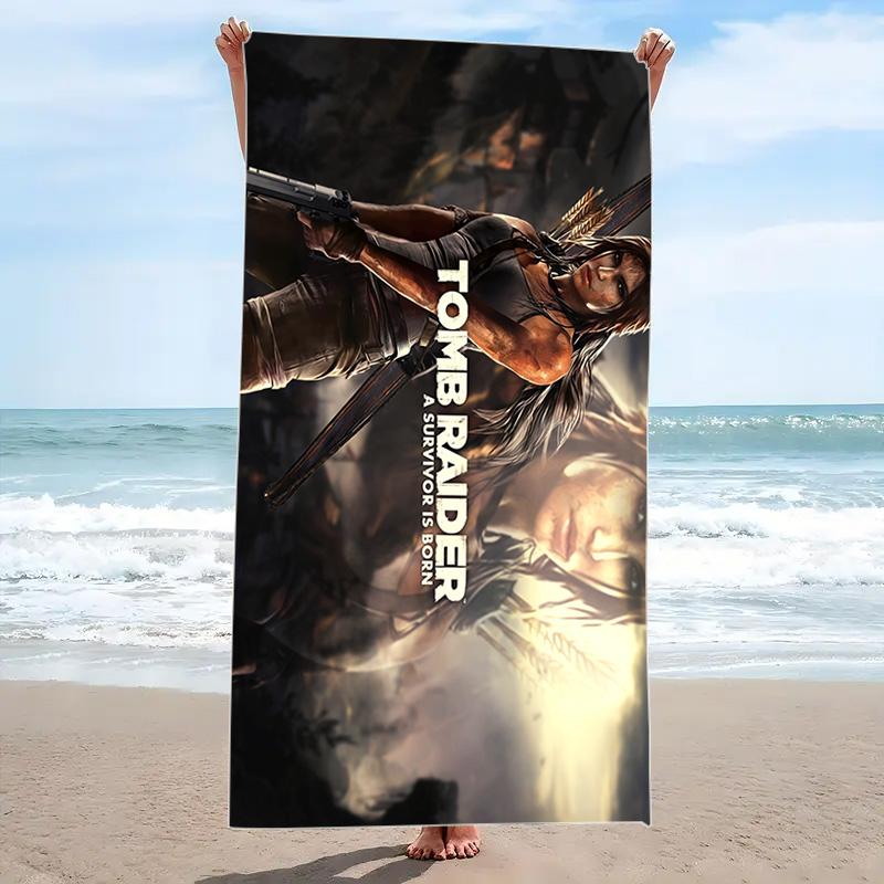 Tomb Raider Print Beach Towel, Large Soft Quick Dry Towel for Beach Camping Swimming