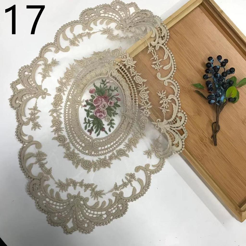 Classic Style Lace Placemat Embroidered Table Surface Cloth Dining Room Decorative Table Furniture Mats Party Wedding Antique Coffee Coasters