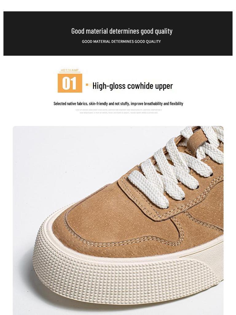 Men's Korean Style High-Top Skate Sneakers - Leather, Thick Sole, Height-Increasing, Trendy Casual Shoes for Teens (Spring/Autumn)