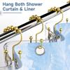 Gold Color Shower Curtain Hooks With Sliding Rolling Balls For Durability, Waterproof And Rustproof, Decorative Bath Curtain Double Hooks