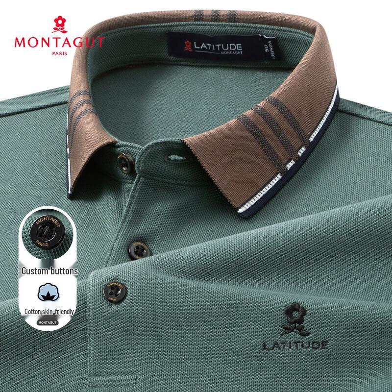 

MONTAGUT Men s Color-Block Long Sleeve Polo T-Shirt 52