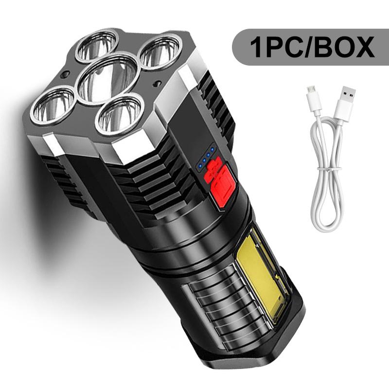 5LED High Power Led Flashlights Rechargeable Camping Spotlight with Side Light 3 Lighting Modes for Camping Adventure Outdoor 5L