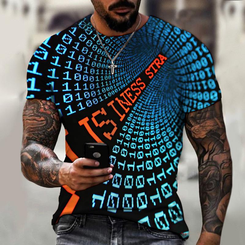 New Vertigo 3d Printed T-shirt Men's Fashion Trend O Neck Short-sleeved Tops Graphic Optical Illusion Pattern T Shirt Tees Male