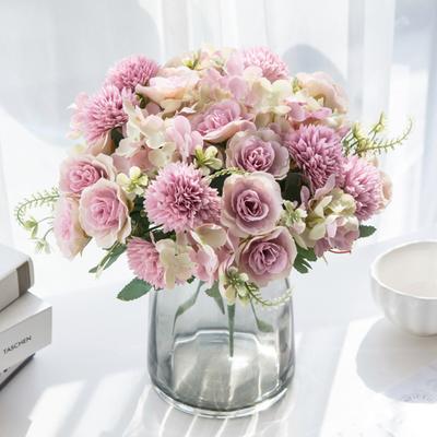 Rosas de Seda Simulada Ramo de Margaritas Jarrones de Rosas Hortensia Falsa Decorativa Para Jarrones