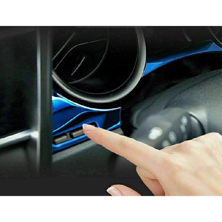 3X For Toyota Camry 2018-2023 Blue Interior Dashboard Decor Cover Trim S.Steel