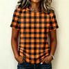 Women's Casual Raglan Sleeve Short Sleeve Top Crew Neck Checkered Print Lightweight Soft Fabric Blouse for Everyday Wear