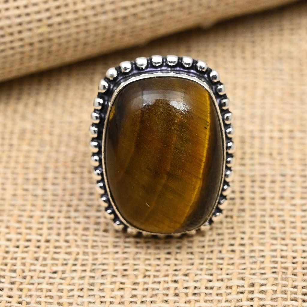 Tiger's Eye Gemstone Handmade Solid 925 Sterling Silver Ring Jewelry