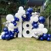 Navy Blue White Balloons Garland Metal Silver Confetti Balloon Arch Kit New Year 2026 Kids Birthday Party Baby Shower Decoration