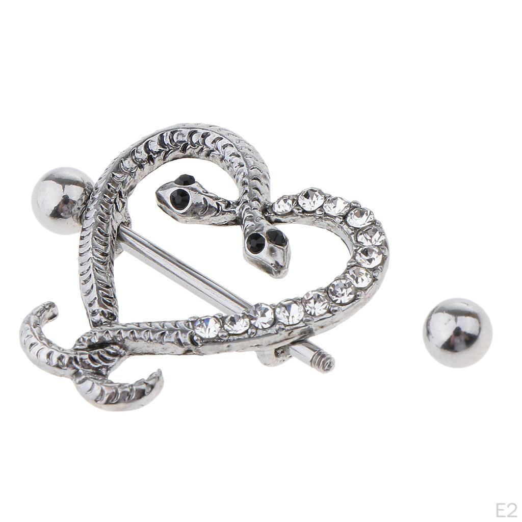 With Rhinestone Barbell Stainless Steel 14G Gothic Nipplering