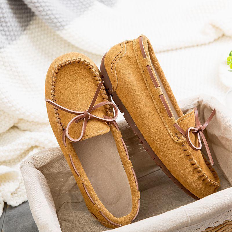 Doudou Shoes Women's New Spring and Autumn Single Shoes Leather Soft Sole Summer Casual Non-slip Pregnant Women Mother Flat Shoes