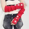 Knitted Arm Warmers Girls Fingerless Long Wrist Gloves Winter Star Arm Sleeves with Thumb Hole for Women Street Wear Parties
