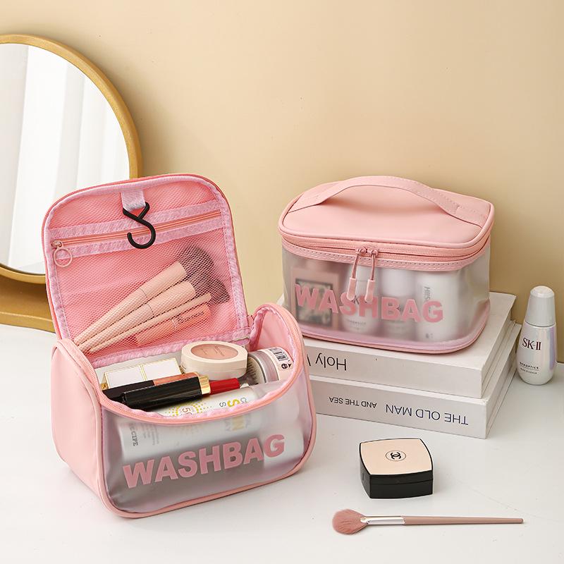 Frosted PU Large Capacity Transparent Travel Makeup and Toiletry Bag