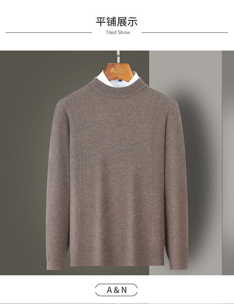 100% Sheepskin Thick Half High Collar Woolen Sweater Men's Jacquard Business Casual Middle aged Bottom Coat