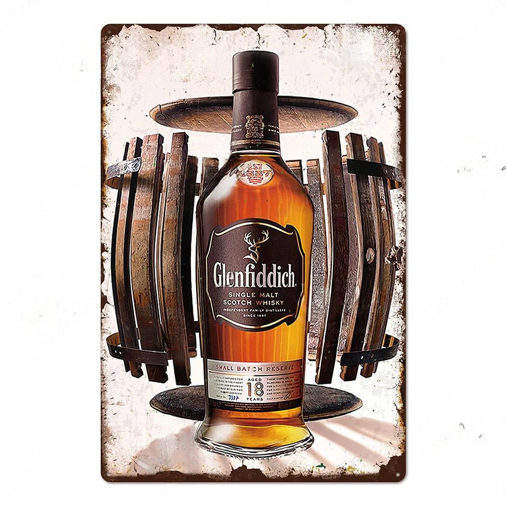 FJ Whisky Affischer Plakett Vintage Metallplåt Dekor Metallskyltar Pin Up-flicka Retro Väggdekoration för Bar Klubb Pub