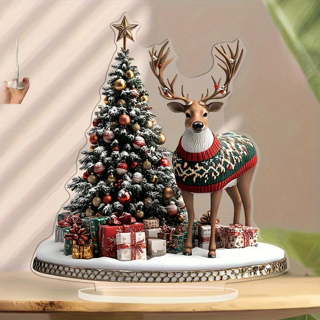 2D Flat Acrylic Christmas Color Gift Christmas Tree Home Living Room Holiday Desktop Decoration Assembly Props