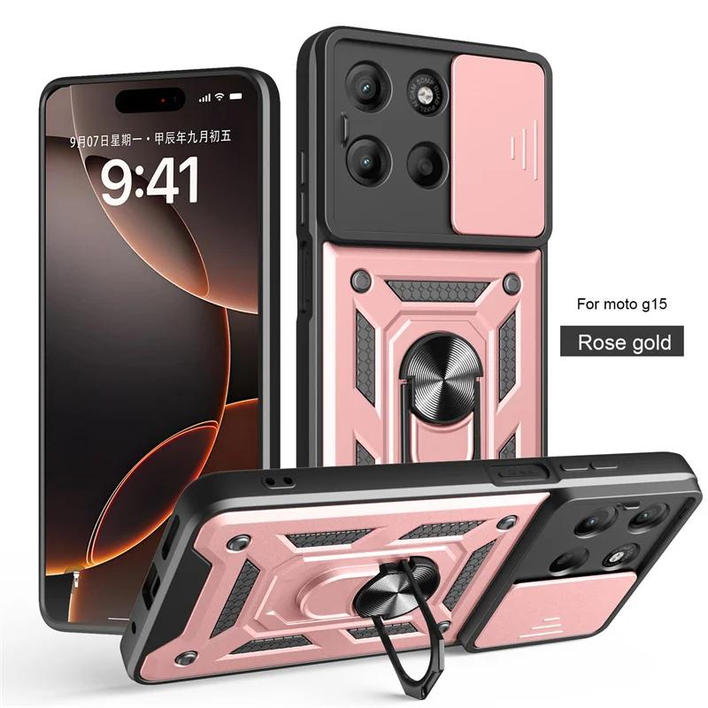 Schutzhülle für Motorola G15 G05 G35 G45 G55 G75 G85 Edge 50 Fusion 5G Schiebekamera Schutz Ringhalter Stoßfeste Hülle Fundas