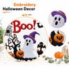 Halloween Embroidery Kit for Beginners, DIY Hand Embroidery Set with 20 Hoops, Scissors, Threader, Basic Materials Pack