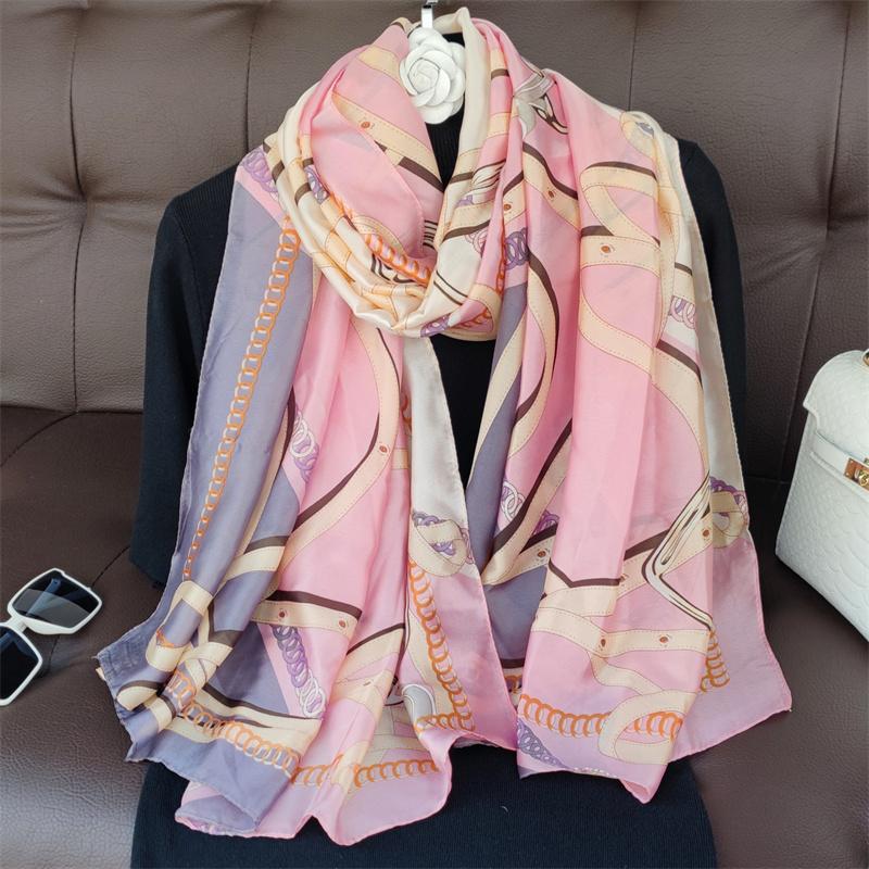180*90cm muffler fashion Luxury Brand Scarf Women New Style Fashion Color Matching Print Silk Lady Popular Headcloth Beach Shawl