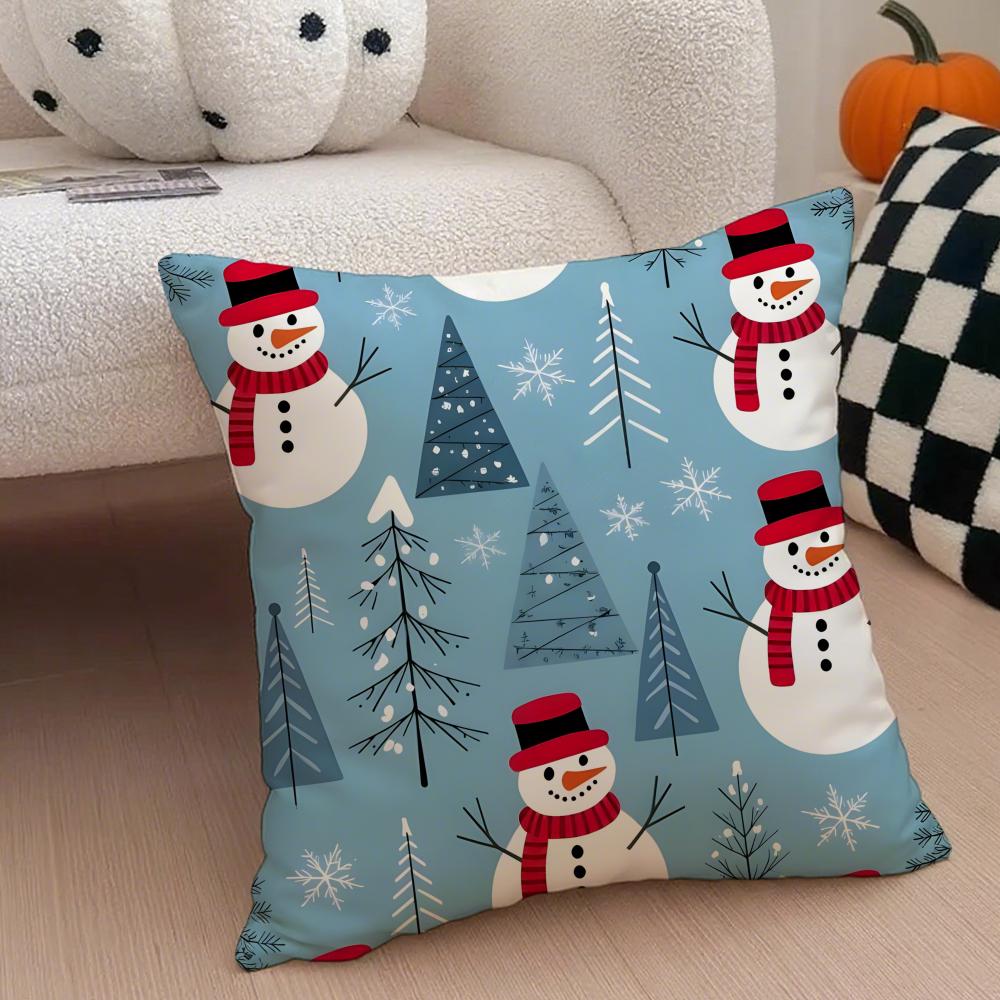 happy snowman funny casual cute  Cushion Cover Throw Pillow Cover Hidden Button Durable Polyester Chair Cushion