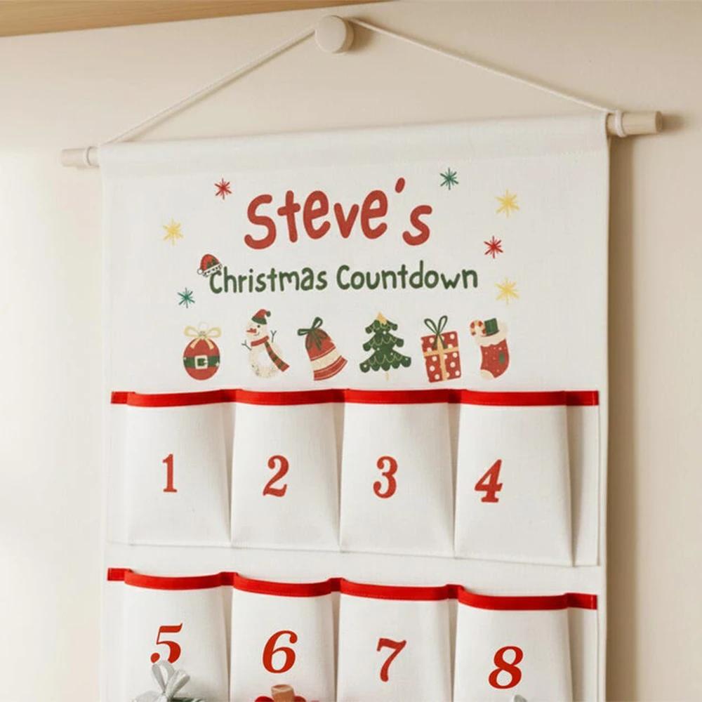 Personalized Fabric Advent Calendar Christmas Countdown Keepsake Eco Friendly Wall Hanging Festive Home Decor 24 Days Xmas Gift