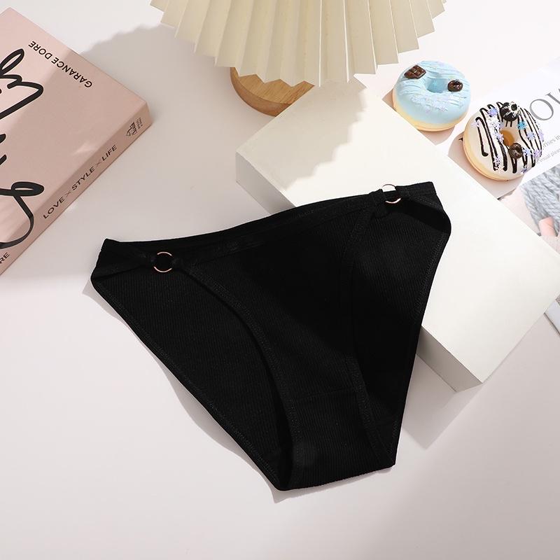 

Хлопковые трусики FINETOO для женщин, дышащее и удобное нижнее белье, однотонное, короткое, с низкой талией, S-XL L чёрный
