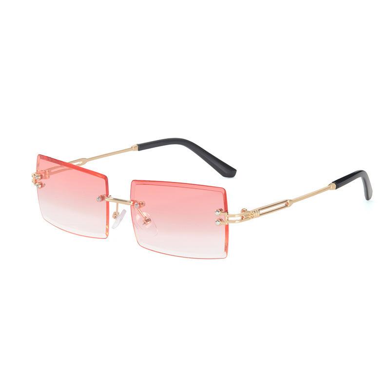Bezramkowe Przycięte Kwadratowe Okulary Przeciwsłoneczne Modne Okulary Kobiety Europejski i Amerykański Trend Okulary