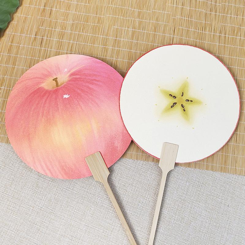 Ventilátor s potiskem melounu Melounový oranžový potisk Kulatý ventilátor s dřevěnou rukojetí Pro cestování v přírodě Kempování Lehký Pro léto