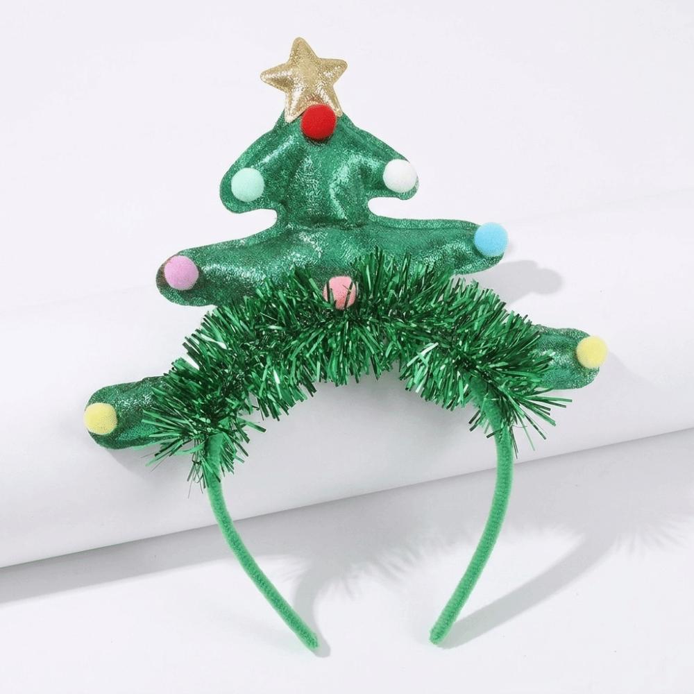 Rain Threads Xmas Tree Hairband Plush Ball Sequin Hair Hoop Fashion Christmas Headband Women