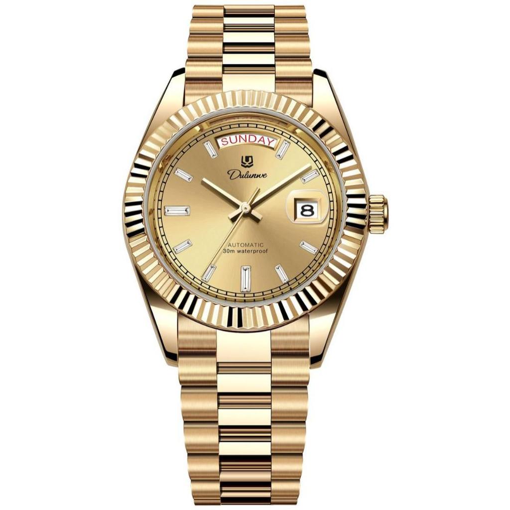 Durenwei 25 Gold Double Date Automatic Men's Waterproof Business Watch