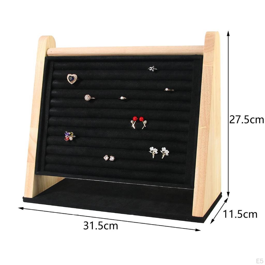 Ring Holder Ear Studs Multi Tiers Wooden Jewelry Organizer Display Rack for