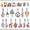 Holiday Series 925  Silver Merry Christmas Pine Tree Sleigh Snowman Stocking Charm Fit DIY Bracelet Necklace Party Gifts