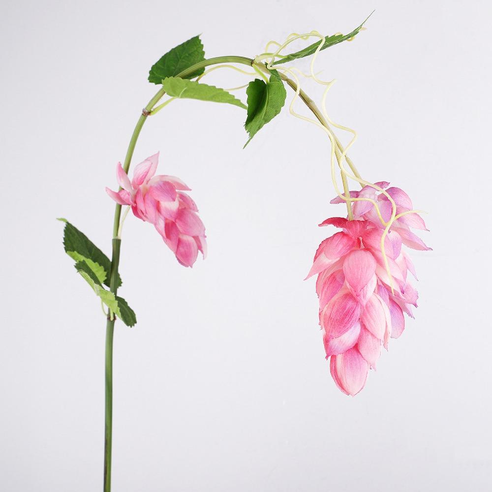 

3 Heads Hanging Virginia Creeper Real Touch Hops Plant Stem Artificial Hops Branch Wedding Party розовый