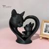 Cute Cat Home Decoration Mother Baby Figurine, 3D Printed Heart Sculpture for Desk Decor, Smooth Surface Statue Modern Art Living Room Study,