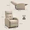Recliner with Reclining Function, Extendable Footrest, Pocket Spring Core, up to 150 kg, Beige