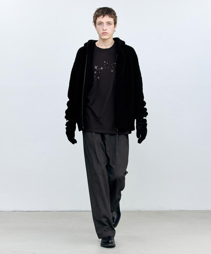 INSILENCE Cozy Soft Hooded Zip-Up Knit Black
