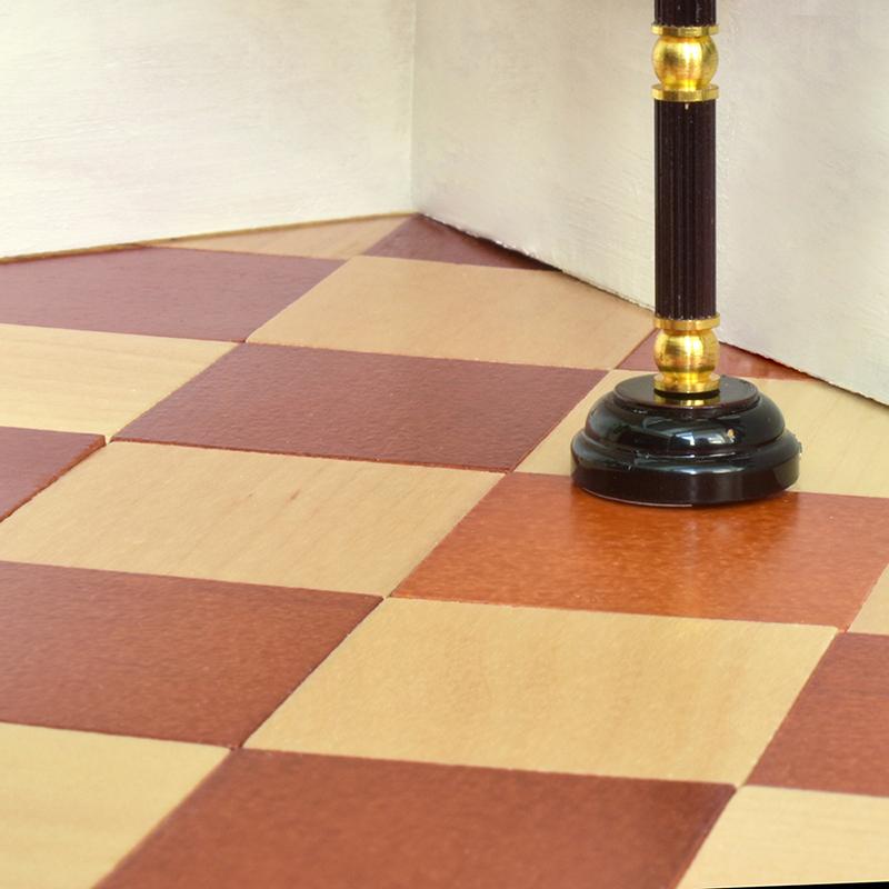 48Pcs 1/12 Dollhouse Mini Adhesive Floor Tiles Dollhouse Square Floorboard Decoration Dolls House Home Accessories