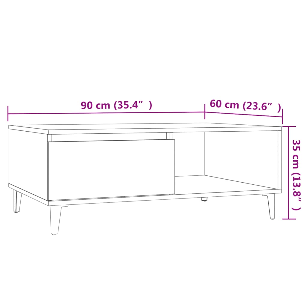 Coffee Table Concrete Grey 90 x 60 x 35 cm Particleboard