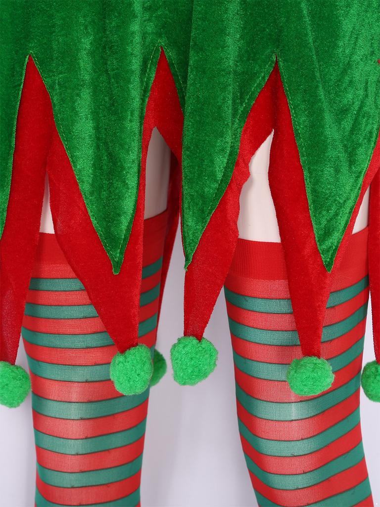 Unisex Elf Cosplay Set 6ks Příslušenství Elfí uši Zvonky Pompony Klobouk Pás Boty Punčochy Vánoční kostým