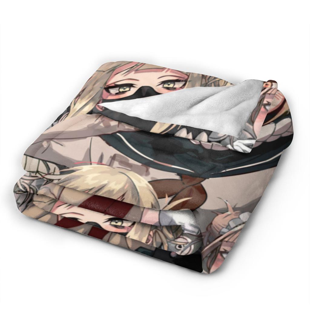 Himiko Toga Tribute Pattern Flannel Throw Blankets Boku No My Hero Academia Manga Blankets for Bedding Office Warm Quilt,