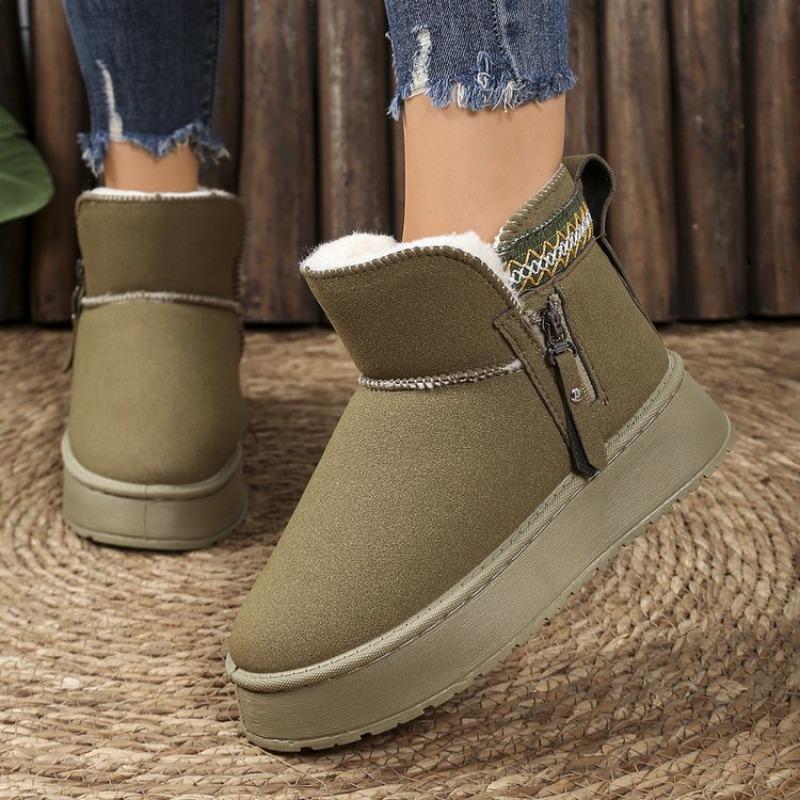Women's Fur One-piece Non-slip Winter Booties Versatile Velvet Thickened Warm Cotton Shoes Snow Boots