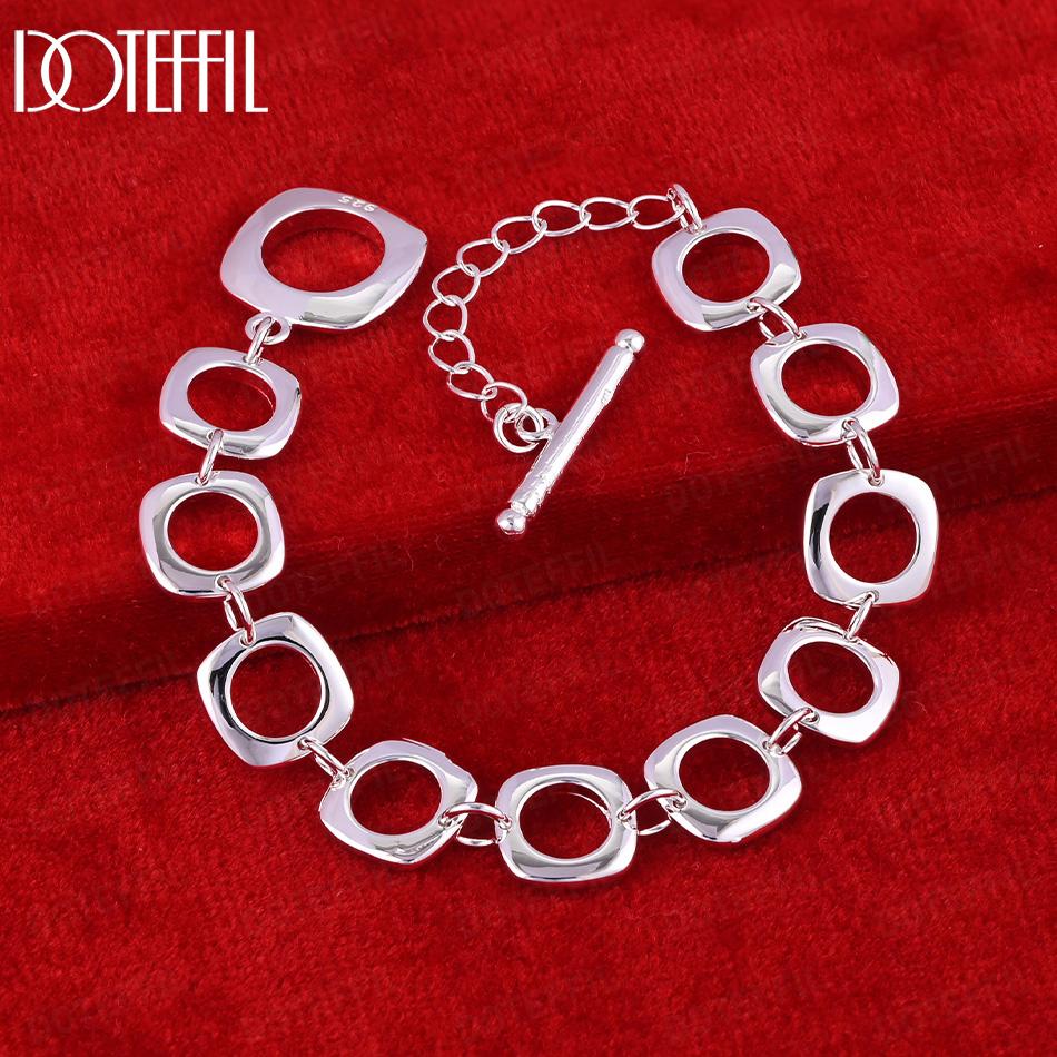 925 Sterling Silver Circle Fashion Bracelet Wedding Gift Jewelry