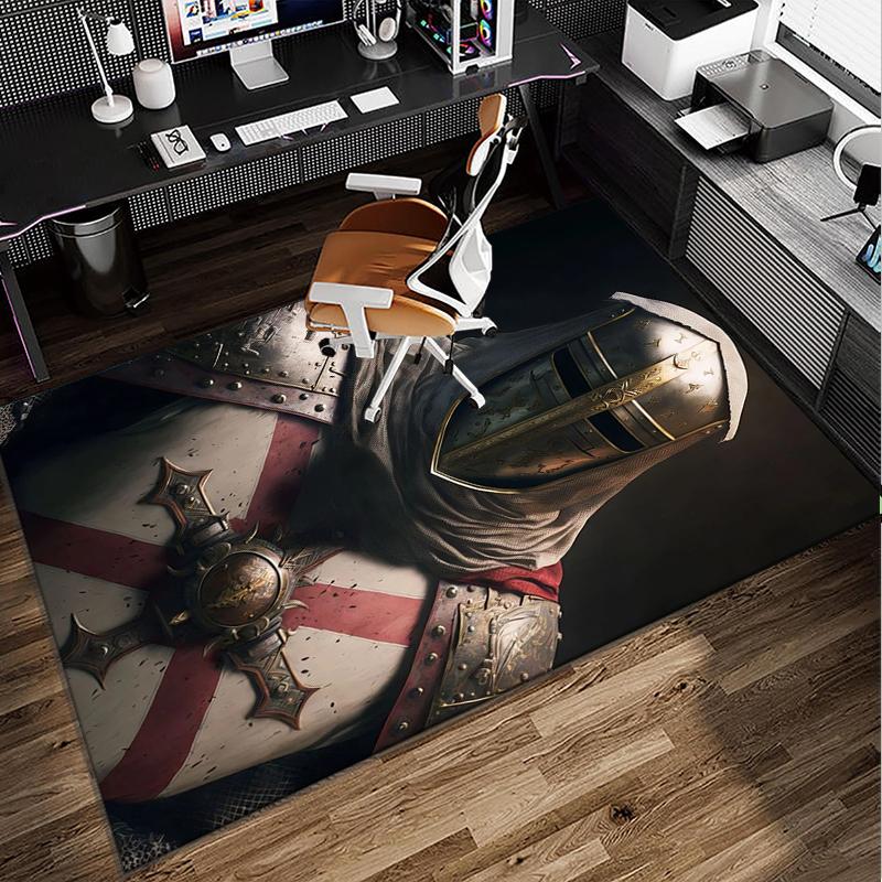 Knights Templar Symbol Office Rug Chair Mat, Game Carpet, Suitable for Front Door, Bedroom, Living Room, Desk, Holiday Gift
