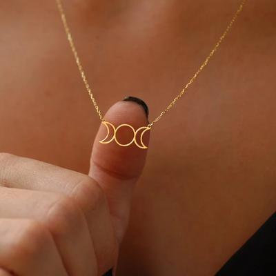 Dreifachmondgöttin Sonne Pentagramm Edelstahl Hekate Halsketten Hexe Luna Halskette Schmuck Esotericos Y Brujeria