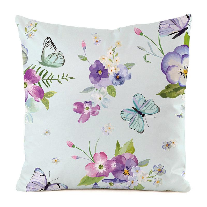 Nordic tropical style flowers Digital printing short plush pillow covers for car sofa office cushion cover home goods