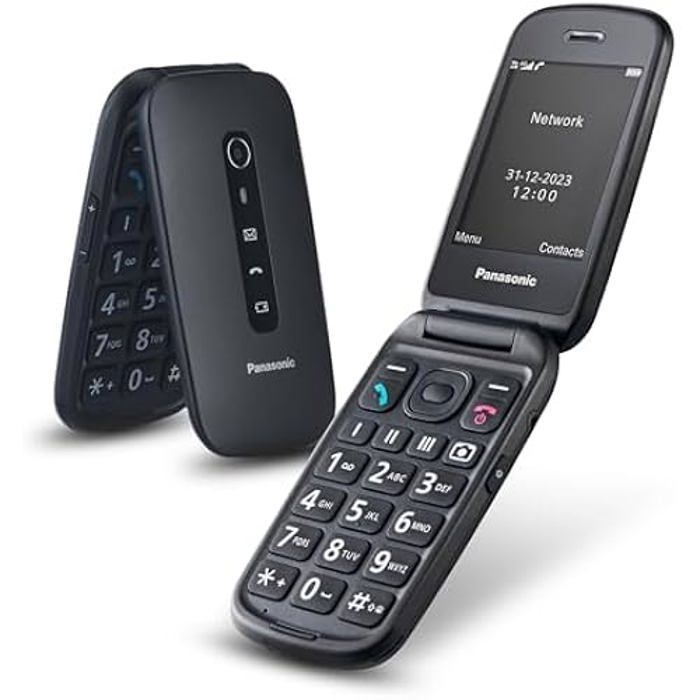 Panasonic KX-TU550EXB Téléphone Portable à Clapet, Appareil Photo 1,2MP, Grand Écran 2,8", Autonomie Veille 300h, Noir