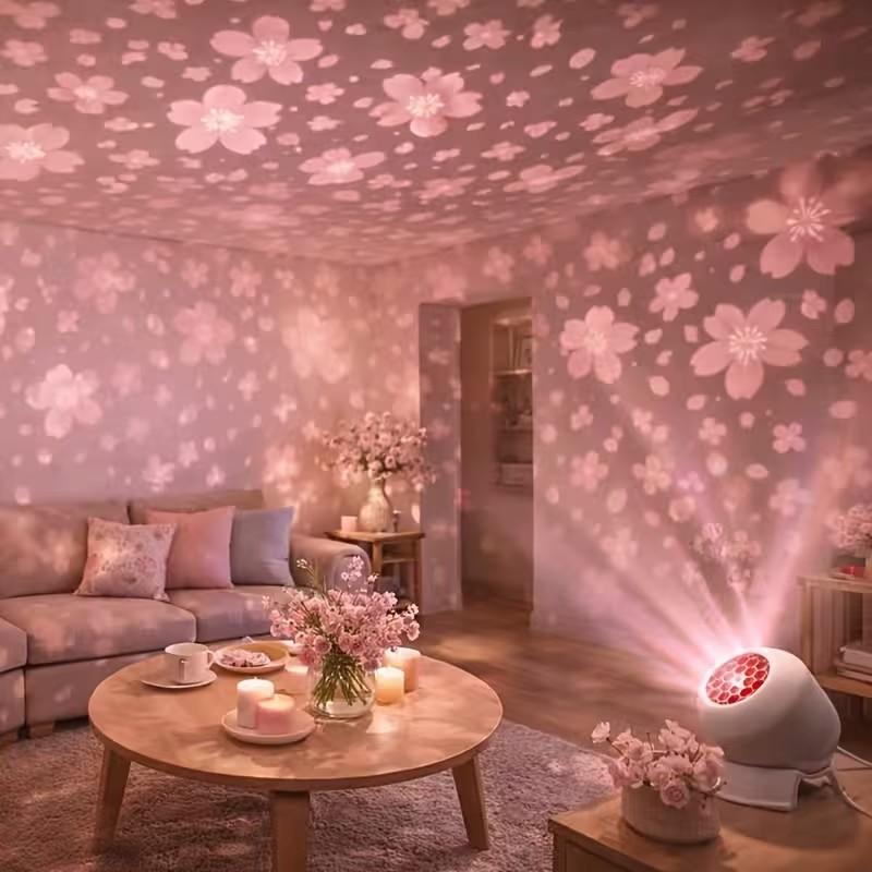 Cherry Blossom Projector Light With Romantic Pink Soft Glow Perfect For Bedroom Decor Date Nights Birthday Parties