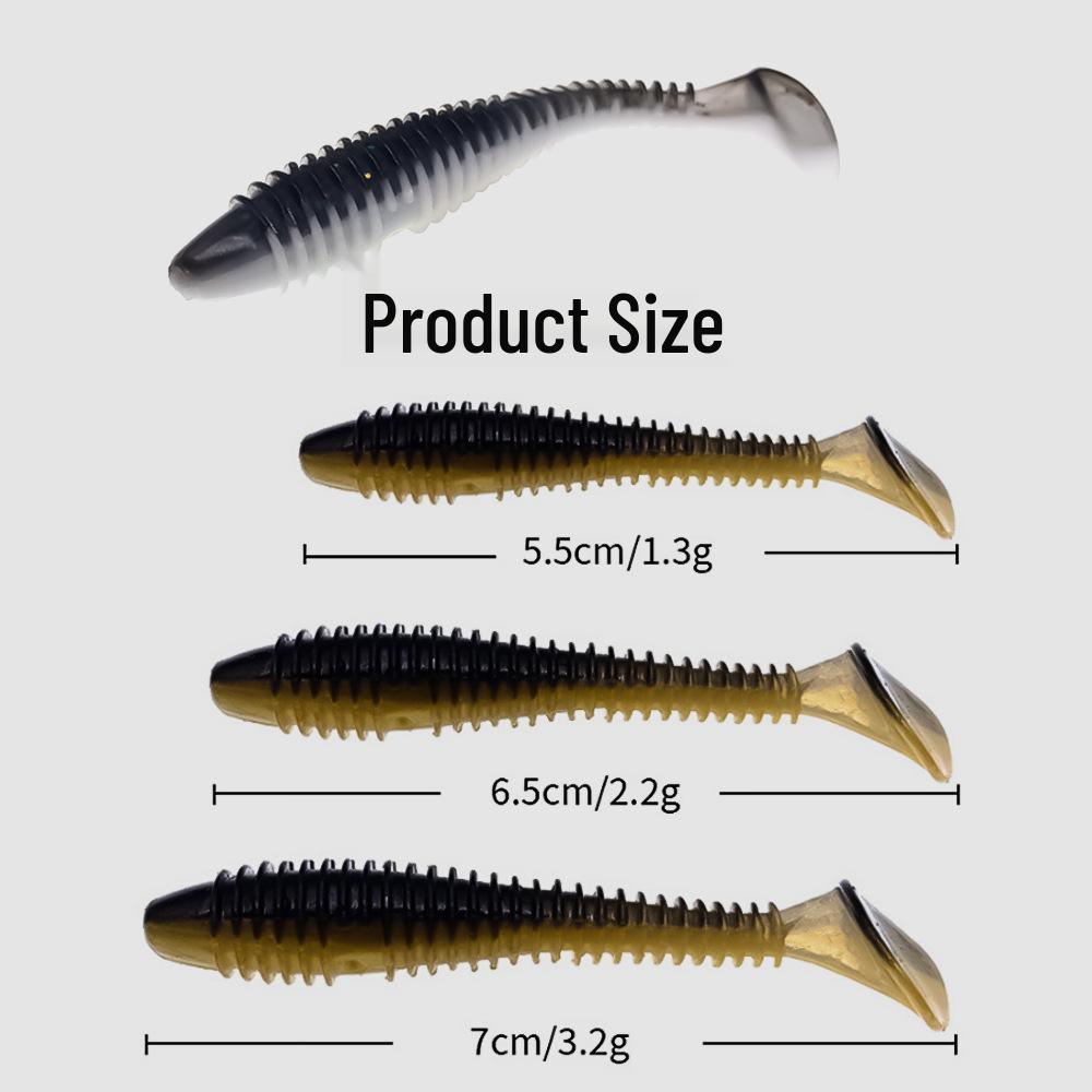 50-Piece Scented & Salted Ribbed T-Tail Soft Worm Lure for Fishing