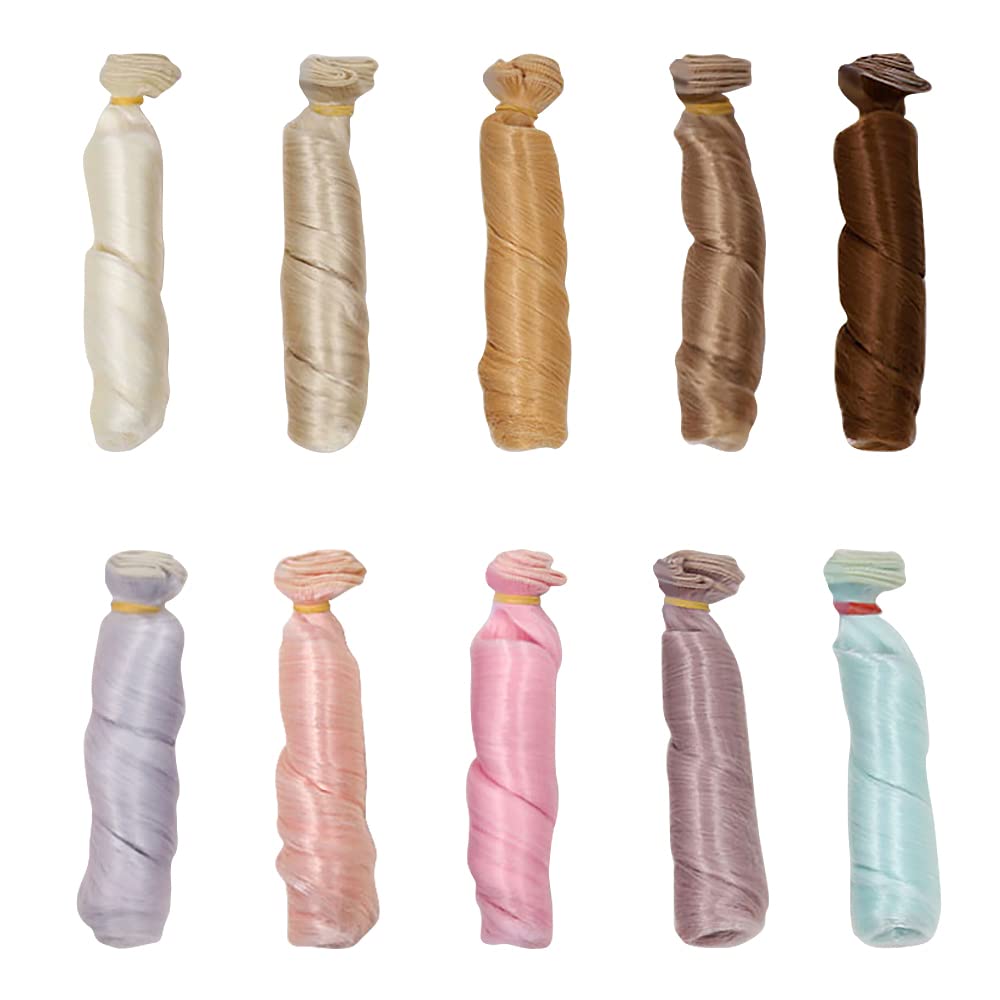 

AIDUCHO Doll Wigs, Set of 10, Curly Wigs, Doll Making Supplies, DIY, 15cm (10 Colors) (Type 02)