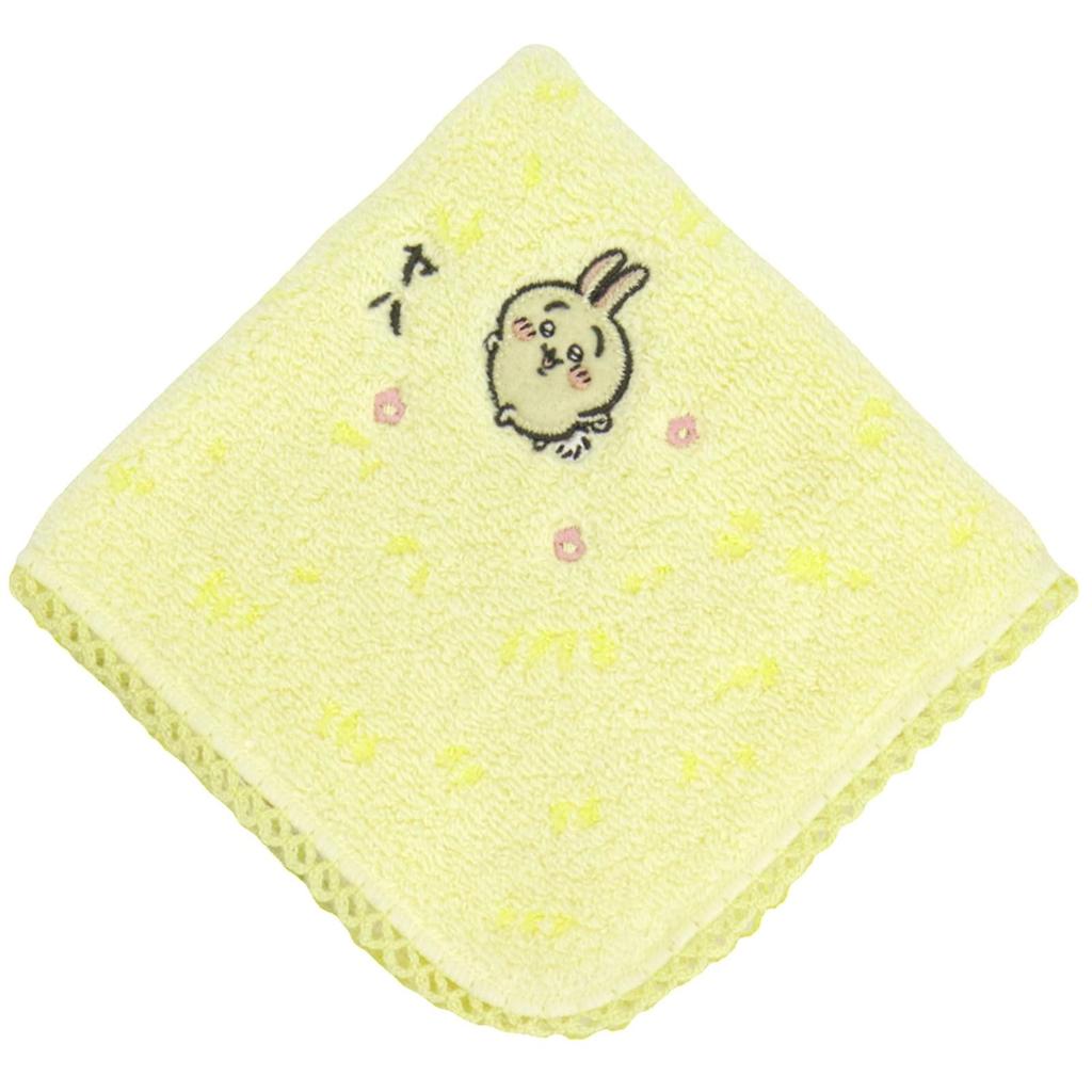 Chiikawa Grass Pattern Towel 27108001 25cm W X 25cm H Women's Handkerchief, (27108001B), Yellow, Approx.